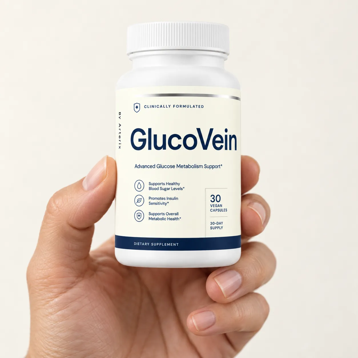 GlucoVein — de verpakking in de hand